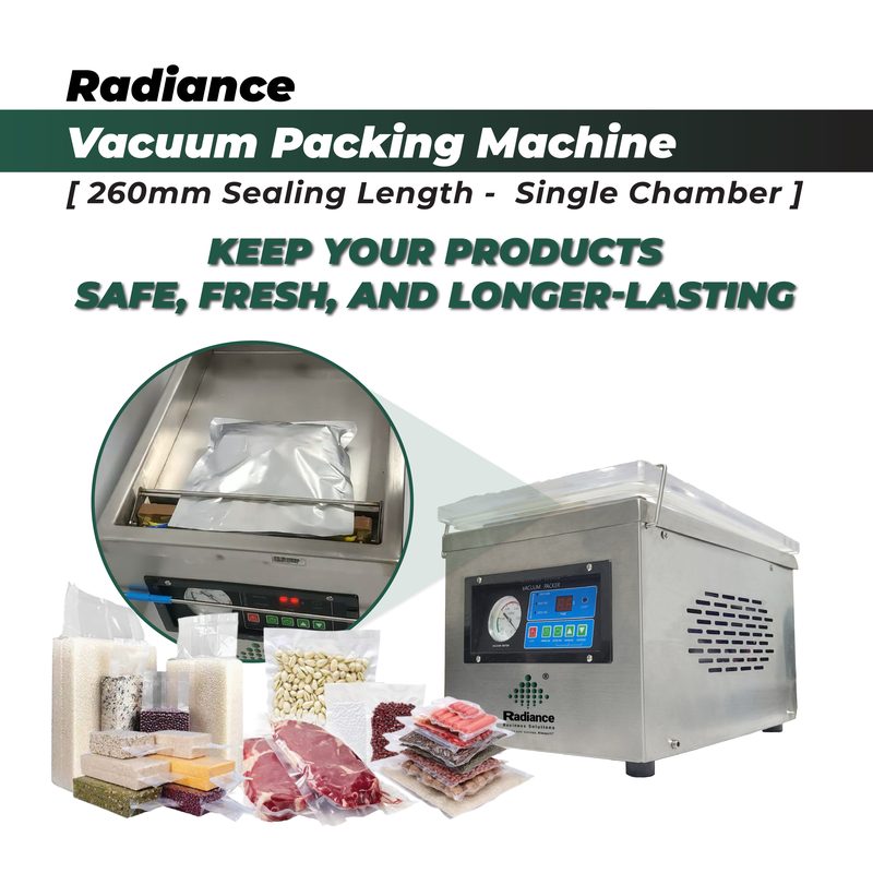 Radiance Vacuum Packing Machine Single Chamber 260mm Sealing Length